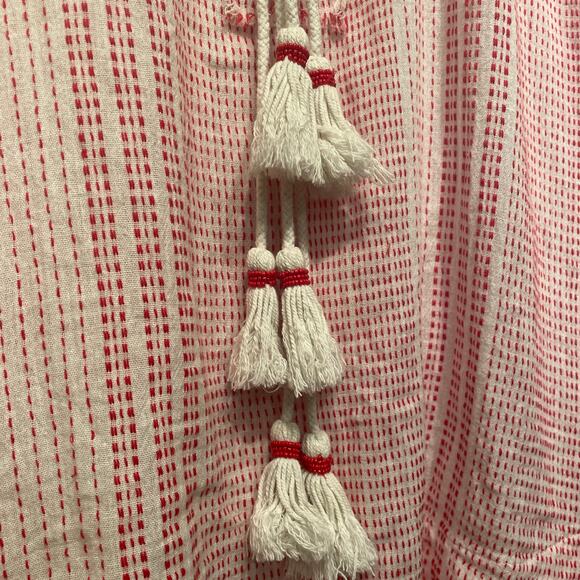 Johnny Was S Embroidered Beaded Top | Red Boho Tunic Peasant Blouse + Pockets - Picture 5 of 12